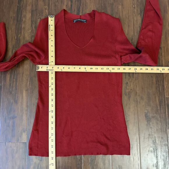 PERUVIAN CONNECTION Sweater Carmine Red Pullover Pima Cotton Knit Preppy - Picture 7 of 7